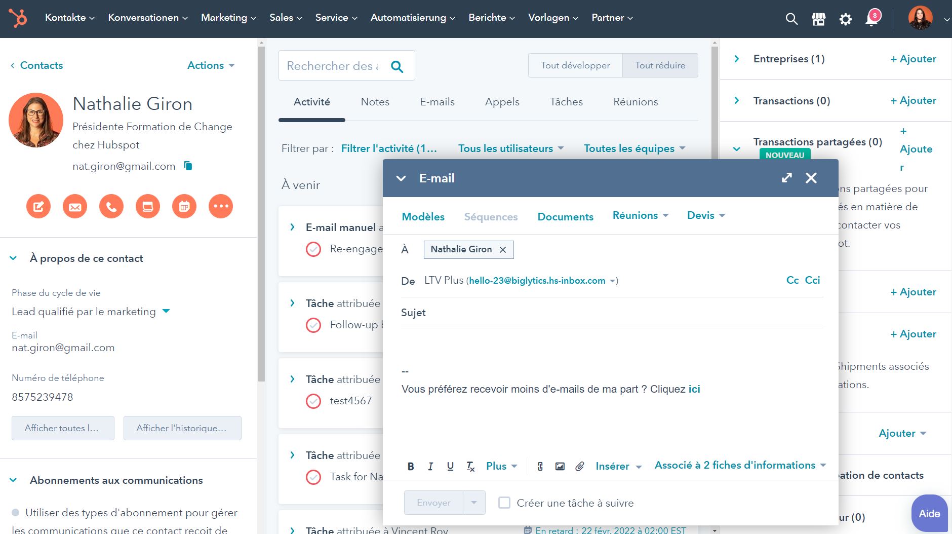 Logiciel gratuit de gestion des contacts HubSpot